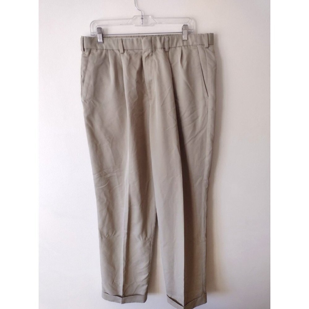 Dockers Tan Golf Pants Chinos Mens Size 36X34‎ Mid Rise Pleated Front Cuffed Hem